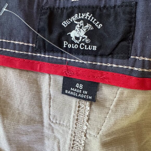 Beverly Hills Polo Club Mens Relaxed Fit Cargo Shorts Sz 48 Khaki Modern Stretch - Picture 3 of 16